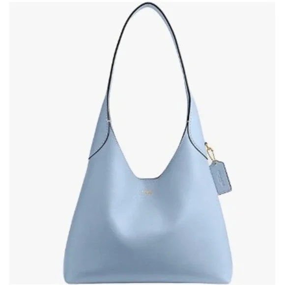 Coach Brooklyn Shoulder Bag 28 Light Blue Pebble Leather Magnetic Closure - Picture 3 of 6